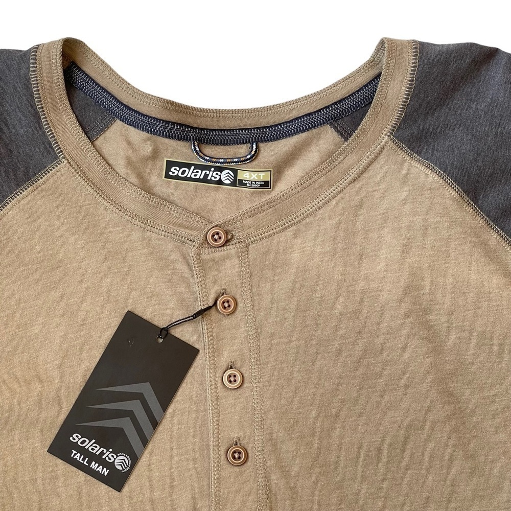 Solaris Tall Man size 4XT Henley style t shirt brown gray nWT - Picture 7 of 8